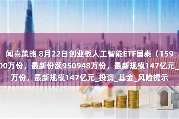 闻喜策略 8月22日创业板人工智能ETF国泰(159388)份额减少40000万份,最新份额950948万份,最新规模147亿元_投资_基金_风险提示
